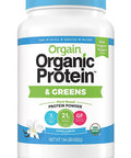 Orgain Organic Plant Based Protein & Greens Powder, Vanilla Bean - 1.94 Pound & Organic Plant Based Protein + Superfoods Powder, Vanilla Bean - Vegan, Non Dairy, Lactose Free, No Sugar Added, 2.02 lb
