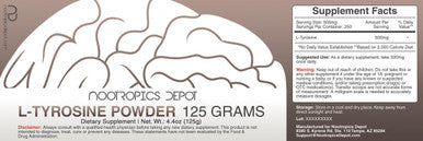 L-Tyrosine Powder | 125 Grams | Amino Supplement | Supports Healthy Levels | Boosts Energy | Promotes Mental Alertness, Focus and Clarity