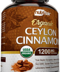 NutriFlair Organic Ceylon Cinnamon Supplement 1200mg 180 Count Pack of 1