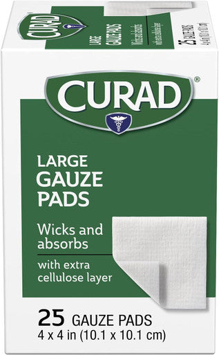 Curad Large Pro-Gauze Pads 4" x 4" 25 Count (Pack of 24)