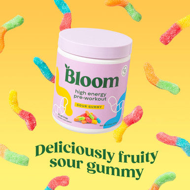 Bloom Nutrition High Energy Pre Workout Powder Amino Energy with Beta Alanine Ginseng & L Tyrosine Natural Caffeine Powder from Green Tea Extract Sugar Free & Keto Drink Mix (Sour Gummy)
