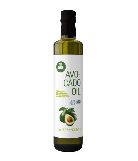 NBF, Avocado Oil, Refined, Avocado oil for cooking, Cold Pressed, Keto diet, Ideal for sautÃƒÂ©ing, baking, frying, Made with good fats from avocados, For dressings & more, 128 floz