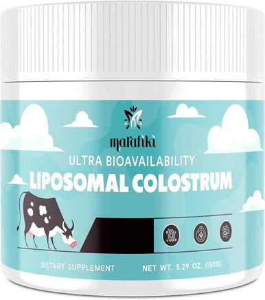 Marafiki Liposomal Bovine Colostrum Supplement - Grass Fed Colostrum Powder - High Bioavailability Easy to Mix (60 Servings)