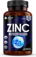 Zinc 50Mg High Strength - Zinc Tablets With Copper, Pure Zinc Supplements Contributes Towards The Immune System, Bone Health And Fertility, Vegan, Non-Gmo, Made In Uk By Leaf 120 Tablets