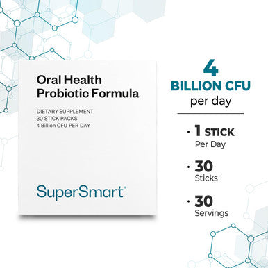Supersmart Oral Health 4 Probiotic Strains with Lactobacillus Reuteri Rhamnosus to Boost Oral Care Bad Breath Treatment NonGMO Gluten Free 30 Sticks