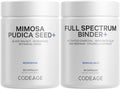 Codeage Gut & Immune Support Mimosa Pudica Seed + Binder Bundle - Herbal Cleanse - Molybdenum - Bentonite Clay - BioPerine Black Pepper - Gut Health Digestion Cleansing Support - Vegan Herbs - Non-GMO