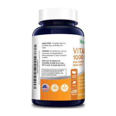 Vitamin E 1000 IU 200 Tablets (Non-GMO & Gluten-Free) - Mixed Tocopherols