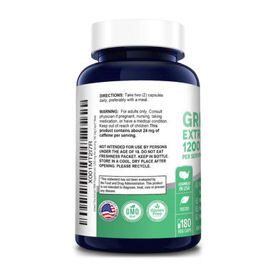 NusaPure Extra Strength Green Tea 20:1 Extract, 24000 mg , 180 Vegan Capsules, 50% EGCG, 98% Polyphenols and 80% Catechins, Potent 20x Extract
