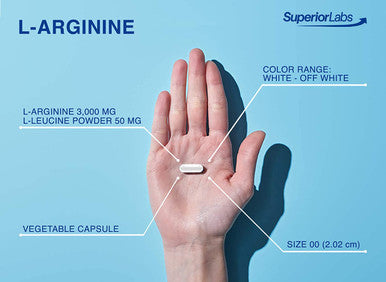 Superior Labs Pure LArginine Free Form Optimal 3000mg Dosage 150 Vegetable Capsules Supports Vasodilation Energy Production and Cardiovascular Health