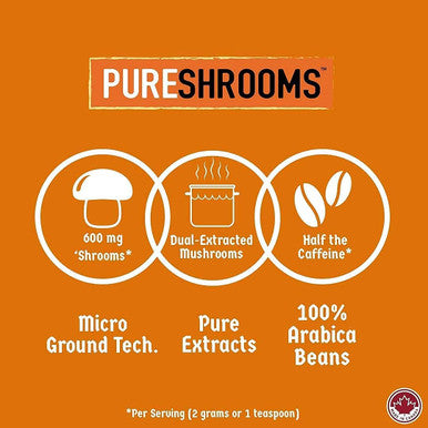 PureShrooms Focus & Think Mushroom Coffee. Focus, Memory, Mood, Creativity - Vegan, Keto Friendly (Focus & Think with Lion's Mane, 100 Grams)