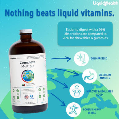Liquidhealth Daily Multi Mineral Supplement & Complete Multiple Adult Multivitamin Bundle - Sea Trace Minerals Essential Vitamins & Whole Foods for Overall Health & Immune Support - Vegan Non-GMO