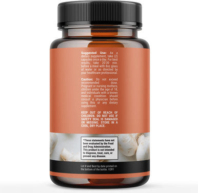 Bundle of Magnesium Glycinate Capsules Mineral and Nootropic Brain Focus Mushroom - Immune Support Bone Health Mood Support - 10X Mushroom Blend for Sugar Balance and Mental Focus