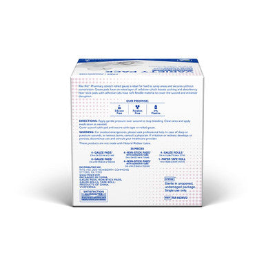Rite Aid First Aid Gauze Pads, Variety Pack - Includes 25 Assorted Gauze Pads & Tape | Sterile Gauze Pads | First Aid Kit | Wound
