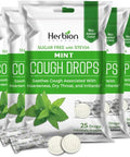 Herbion Naturals Cough Drops Sugar With Stevia Dietary Supplement Soothes Cough For Adults & Children Over 6 Years 25 Drops (125 Count (Pack Of 5) Mint)