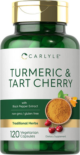 Carlyle Turmeric And Tart Cherry Capsules | 120 Count | With Bioperine | Vegetarian, Non-Gmo, Gluten Free Supplement