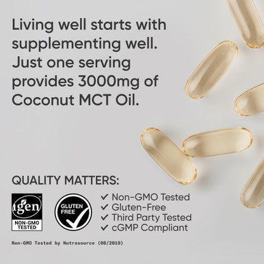 Sports Research Keto Mct Oil Capsules Derived From Coconut Oil Keto Fuel For The Brain and Body Derived From Non-Gmo Coconuts (120 Soft Gels)