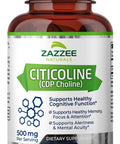 Zazzee Extra Strength Citicoline, 500 Mg Per Serving, 150 Vegan Capsules, 75 Day Supply, Superior Cdp Choline Form, 100% Vegetari