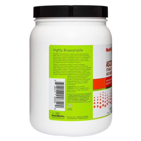 NutriBiotic Ascorbate BioC Effervescent Vitamin C Powder With Lemon Bioflavonoids and Minerals Calcium Magnesium Zinc Selenium and More Bioavailable Antioxidant and Collagen Support Vegan 16 Oz