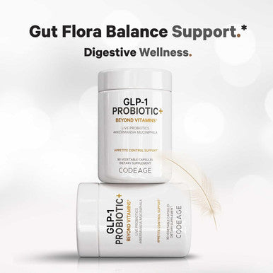 Codeage Glp-1 Probiotic+ - Live Probiotics Akkermansia, Clostridium, Bifidobacterium, Chicory Inulin Probiotic, Prebiotics & Postbiotics Supplement - 500 Million Afu, 3-Month Supply - 90 Capsules
