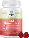 Natures Craft Sugar Vitamin B12 1000 mcg Gummies - Vegan B12 Gummies for Adults Energy Focus Immunity and Nerve Support - Vitamin B12 Gummies for Adults - Kosher Non GMO Gluten & Vegan (60 Servings)