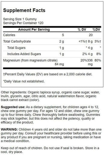 Swanson Magnesium Gummies - Watermelon 84 mg 120 Gummies