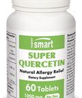 Supersmart Super Quercetin 1000 mg Per Serving Natural Allergy Relief Anti Inflammatory Antioxidant Supplement Support Healthy Cardiovascular System NonGMO Gluten Free 60 Tablets