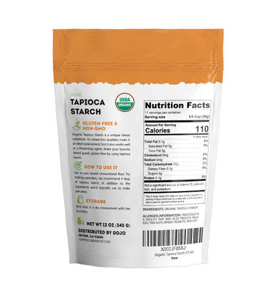 Kate Naturals Tapioca Starch Flour For Baking Cooking & Boba Pearls (12Oz Organic Non-Gmo Gluten )