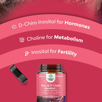 Myo-Inositol & D-Chiro Inositol Capsules - Choline Inositol Supplement for Cycle and Fertility Support - Womens Hormone Balance Supplement with Myo & D-chiro Inositol plus Choline Bitartrate