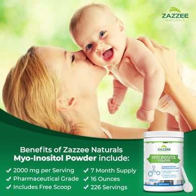 Zazzee Myo-Inositol Powder, 226 Servings, 16 Ounces, 2000 Mg Per Serving, Includes Free Scoop For Exact Dosage, 100% Pure, Vegan