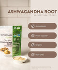 MRM Nutrition Organic Ashwagandha Root Powder | Ancient adaptogen | Stress + Mood Support | Gluten- + Vegan | 113 Servings