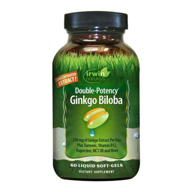 Irwin Naturals Double Potency Ginkgo Biloba Enhance Memory Mental Focus Energy 60 Liquid Softgels Bundle With A Pill Case