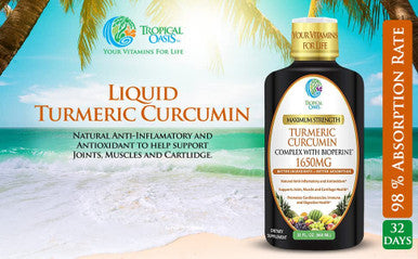 Liquid Turmeric Curcumin w/ Bioperine 1650mg Maximum Strength | Highest Potency of Turmeric, Black Pepper & Vitamin C | Natural Anti-Inflammatory & Joint Support | 98% Absorption Rate | 32 Serv