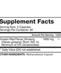 Nutrivein Pure Korean Red Panax Ginseng 1600mg - 120 Vegan Capsules - High Strength 5% Ginsenosides - Ginseng Root Extract Powder for Energy, Potency, Strength, Vigor and Focus for Men and Women
