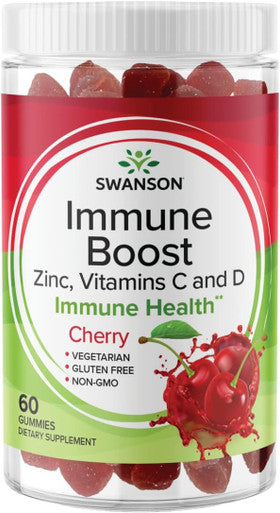 Swanson Immune Boost Gummies with Acerola Zinc Vitamin C and D - 60 Cherry Gummies - Supplement for a Healthy Immune System