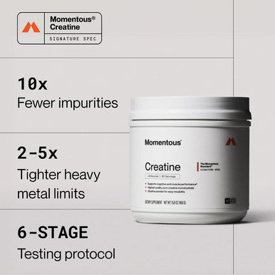 Momentous Creatine Monohydrate Powder 5g per Serving Unflavored | Supports Lean Muscle Strength Recovery and Cognitive Function NSF Certified for Sport Non-GMO and Gluten-Free (90 Servings)