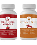 PURE ORIGINAL INGREDIENTS Cayenne Pepper & Apple Cider Vinegar Capsule Bundle (100 Capsules Each) No Additives Or Fillers, Lab Verified
