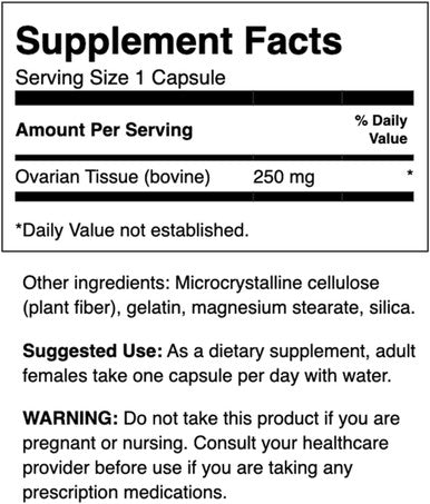 Swanson Ovarian Glandular Supplement - Women's Glandular Health and Balance Support - Premium Bovine Tissue - 60 Capsules 250mg Each (4 Pack)