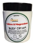 Beef Tallow & Magnesium Body Cream - Magnesium Body Butter - Grass Fed Beef Tallow Magnesium Cream, Full Body Hydration, For Cracked, Dry, Itchy Skin- Eczema Cream- Diaper Rash (Oatmeal & Honey)