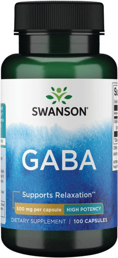 Swanson GABA - Amino Acid Supplement Promoting Calm & Relaxation to Support Restful Sleep - High Potency Formula to Support Healthy Stress Levels - (100 Capsules 500mg Each)