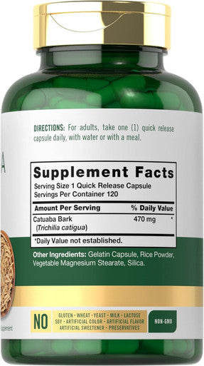 Carlyle Catuaba Bark Extract | 470mg | 120 Capsules | for Men and Women | Non GMO and Gluten