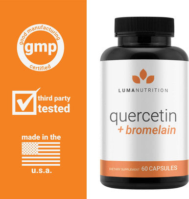 Quercetin 500mg - Quercetin with Bromelain - Powerful Quercetin Supplement - Premium Bromelain Supplement - Cardiovascular Health - Anti-Inflammatory - 60 Capsules