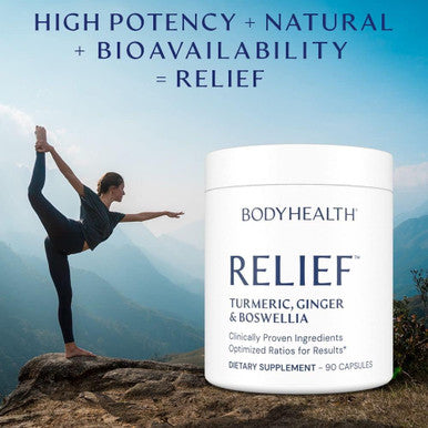 Bodyhealth Inflam Relief, Joint Supplement, Relief For Back, Knees, Hands, With Turmeric, Boswellia, Ginger, All Natural, Non-Gmo, Gluten (90 Capsules)