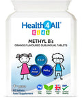 Health4All Kids Methyl B's 60 Tablets. Sublingual Vegan pre methylated B12 Methylcobalamin 5 Methylfolate and P-5-P for Children for Stress and Mood Support