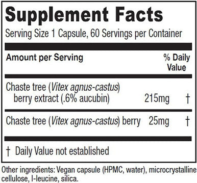 Vitanica Chaste Tree Berry Extract Vitex Chasteberry Supplement for Women Hormone Balance and Menstrual Cycle Support Non-GMO Vegan 2 Month Supply 60 Capsules