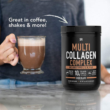 Multi Collagen Protein Powder Type I II III V X with Hyaluronic Acid Vitamin C 5 Types of Food Based Collagen Great in Coffee Protein Drinks NonGMO Verified 30 Servings Chocolate