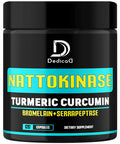 Dedicad 4-In-1 Nattokinase 2000 Fu, Turmeric, Bromelain, Serrapeptase - Body Balance, Circulation Health & Immune System - 120