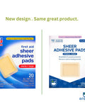 Rite Aid Sheer Adhesive Bandages With Sterile Non Stick Pad, 3" X 4" - 20 Count | Wound Care/First Aid Supplies | Bandage Wrap |