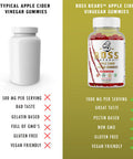 Boss Bears Apple Cider Vinegar Gummies, Chewy Apple Flavor, Increases Energy, Boost Skin Health, Full Gram of ACV per Serving, Gluten Free, Supports Healthy Gut and Heart (30 Servings, Apple Flavor)