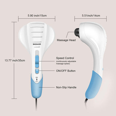 Cotsoco Handheld Neck Back Massager - Double Head Electric Full Body Massager - Deep Tissue Percussion Massage Hammer For Muscles, Arm, Neck, Shoulder, Back, Leg, Foot (Blue)