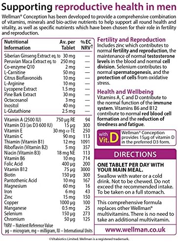 Vitabiotics Wellman Conception 30 Tablets By Vitabiotic